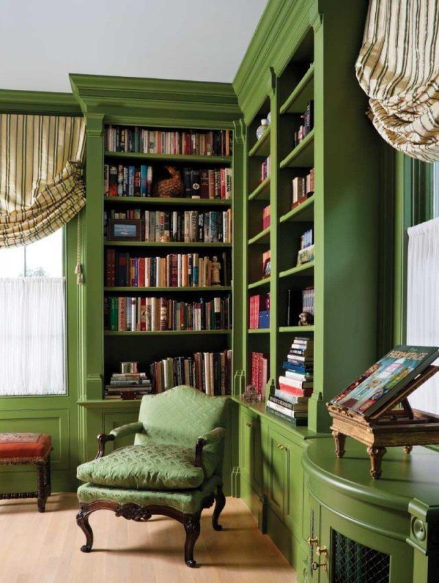 ​Màu xanh rêu - sự sáng tạo cho phòng đọc sách và làm việc ​